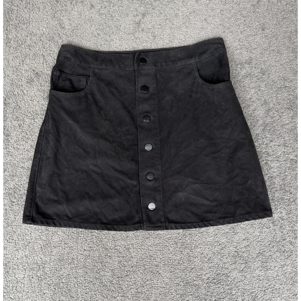 Express Jeans Womens Black Faux Suede Button Front Mini Skirt Size 6